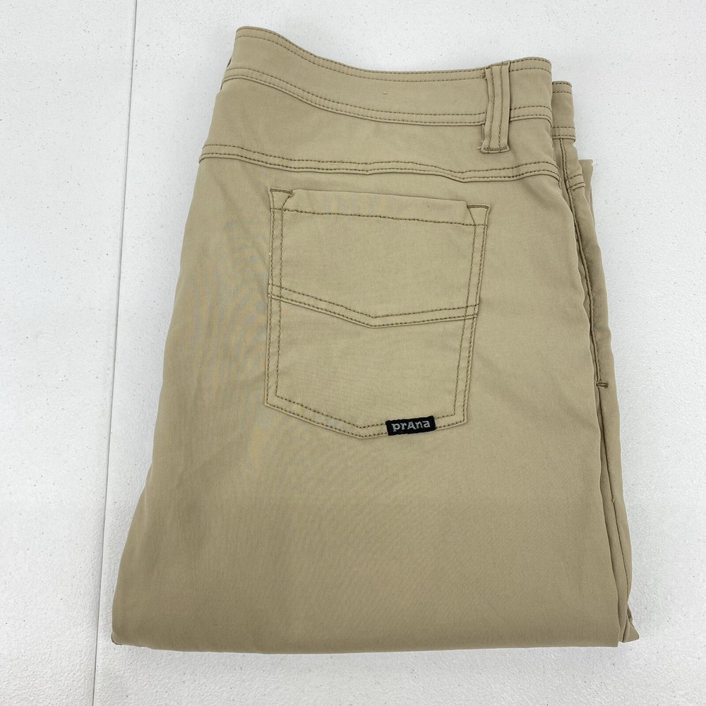 PrAna Men's 38x32 Slim Brown Brion II Stretch Pants for Work Hiking Golf