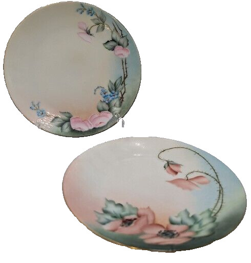 VTG 1930's Hutschenreuther Selb LHS Bavaria Hand Painted Bread Plates Set of 2