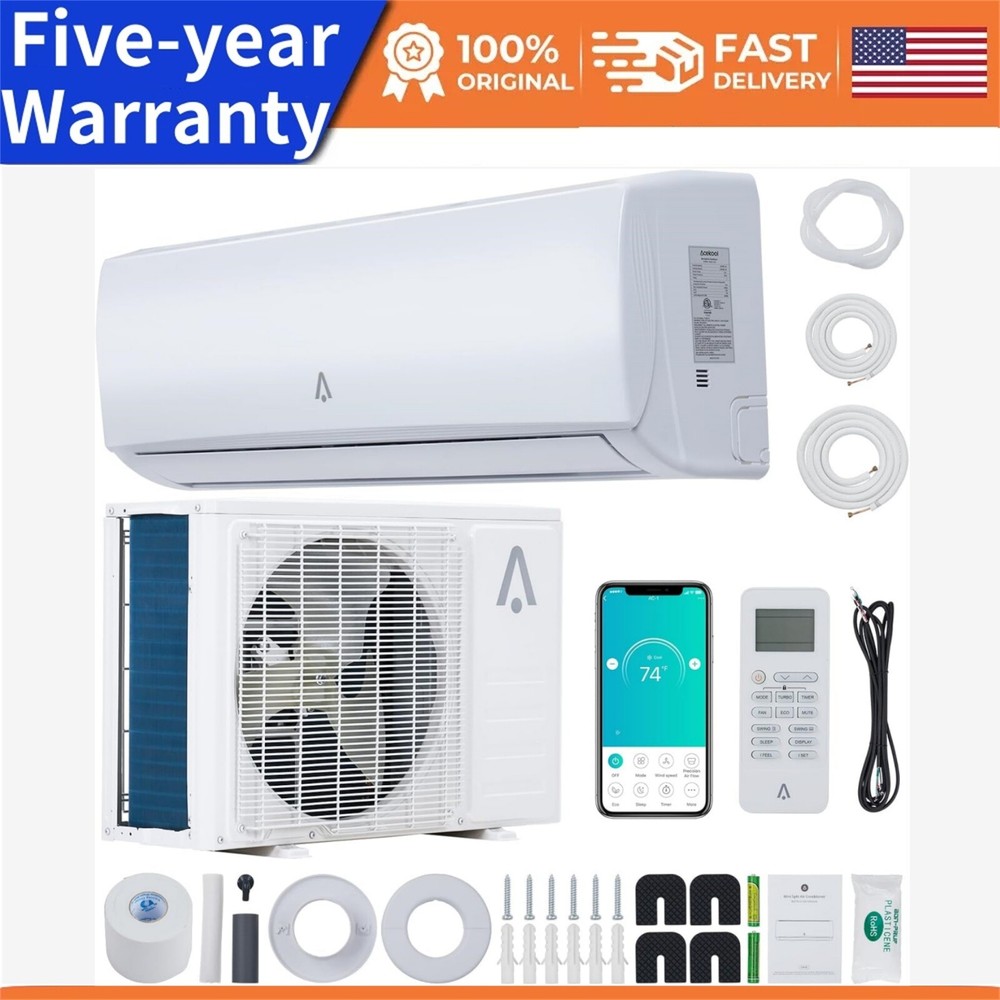 ✳️AC Unit Mini Split Air Conditioner Het Pump 18000 BTU Wll Mounted Energy Kits