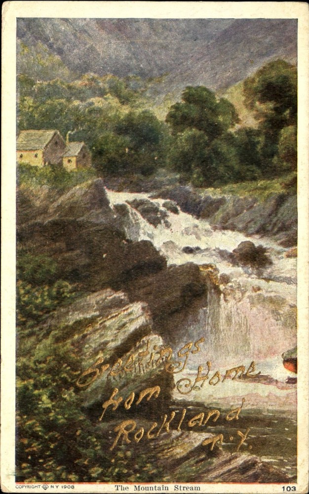 Greetings from Rockland New York NY mountain stream mailed 1910