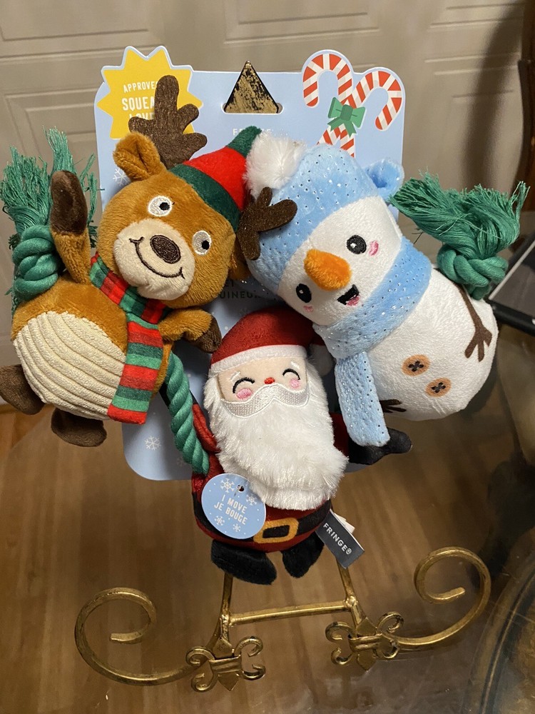 Fringe Adorable Christmas  Set of 3 Dog Toys NWT Holiday Gift Puppy Present