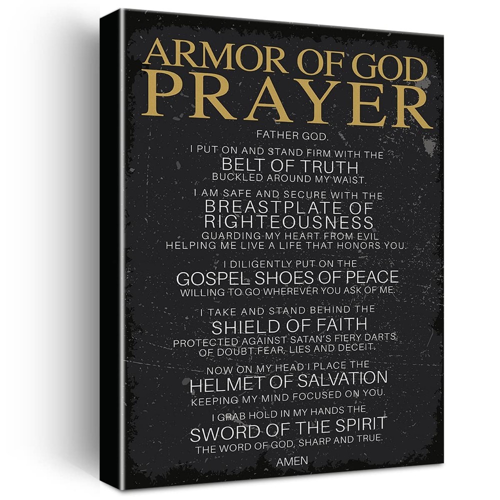 Christian Wall Art Religious Prayer Canvas Print with Inspirational Quote Fra...