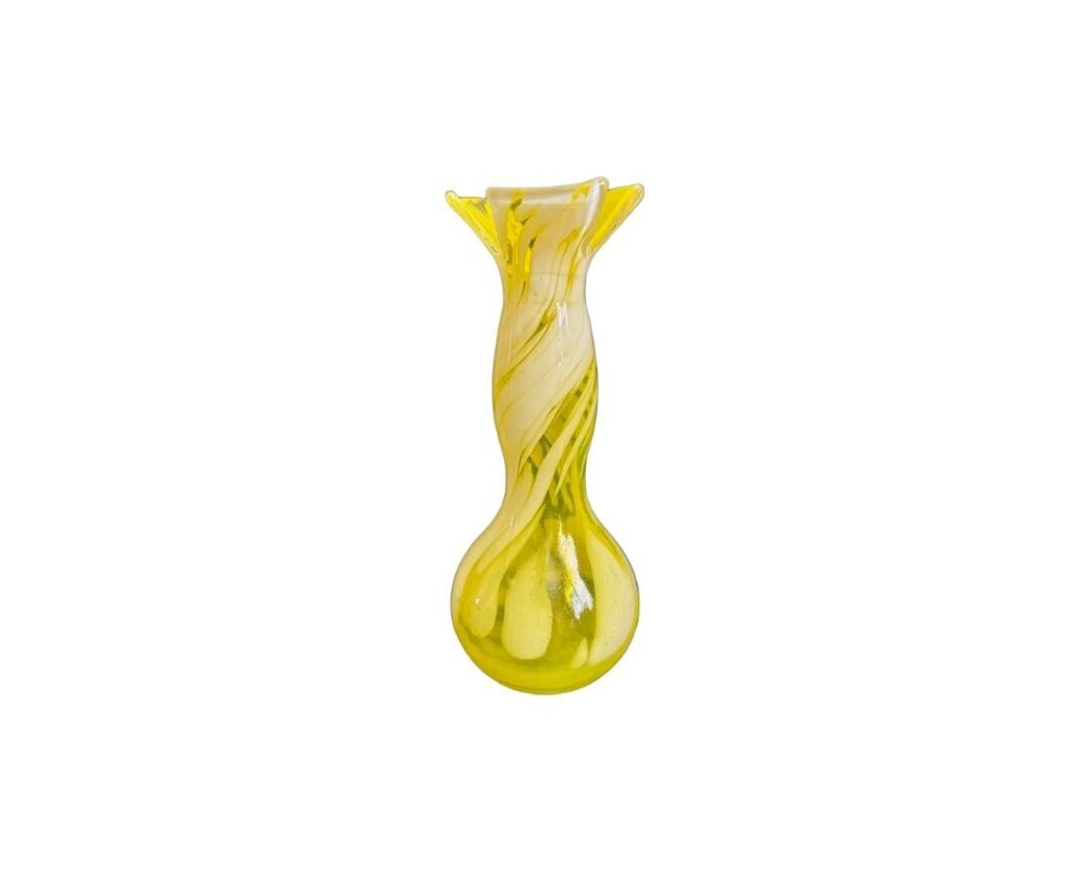 Murano Style Yellow and White Swirl Vase