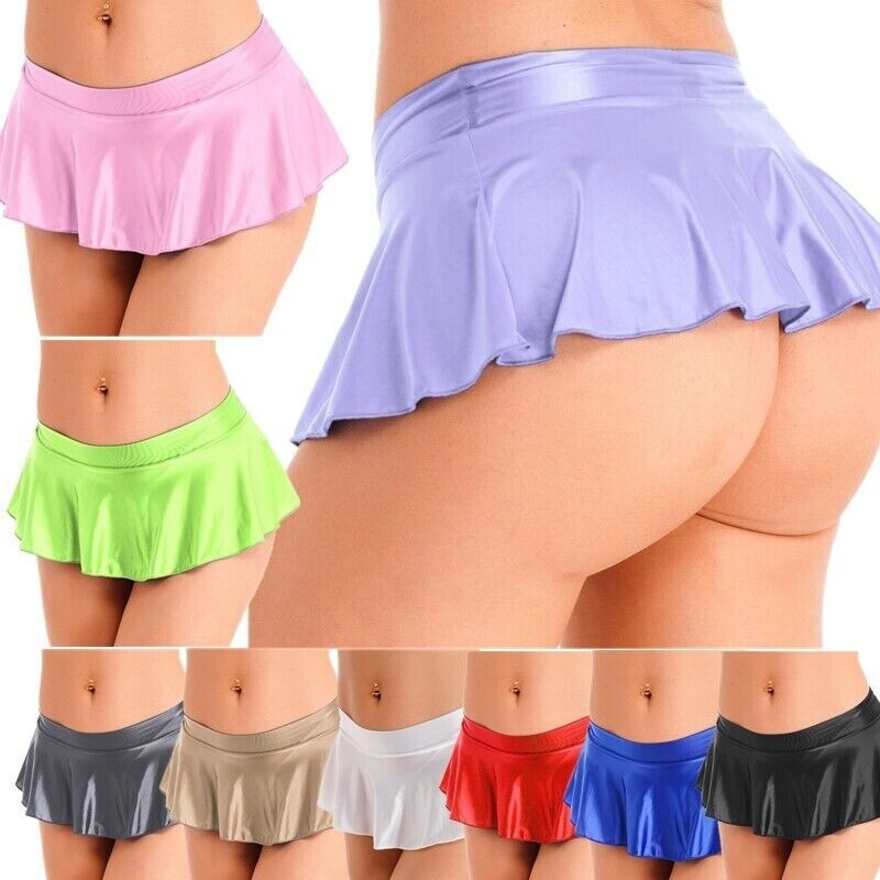 Womens Miniskirt Solid Color Underwear A-line Nightwear Low Rise Lingerie Sexy