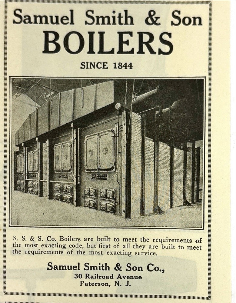Samuel Smith & Son Boilers Paterson New Jersey 5 x 4 In Vintage Print Ad 1923
