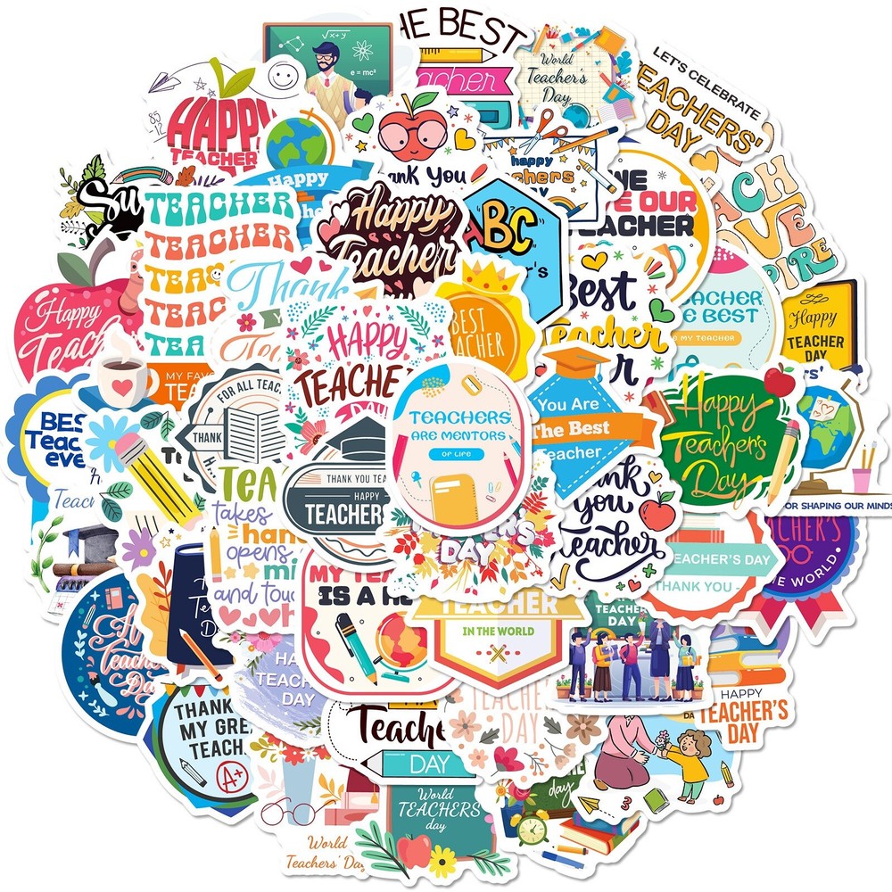 50pcs Sticker Craft DIY Decoration Scrapbook Card- Happy Teacher’s Day