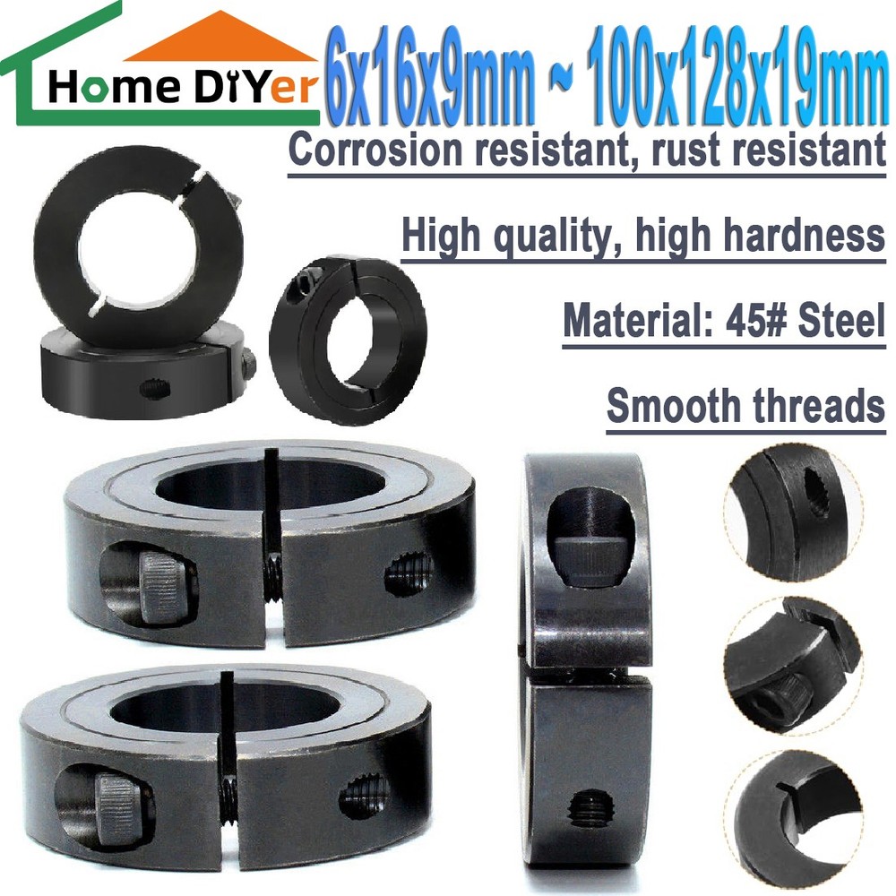 6-100mm Bore Single Split Shaft Stop Collar Black Oxide Finish Thick 9mm-23mm
