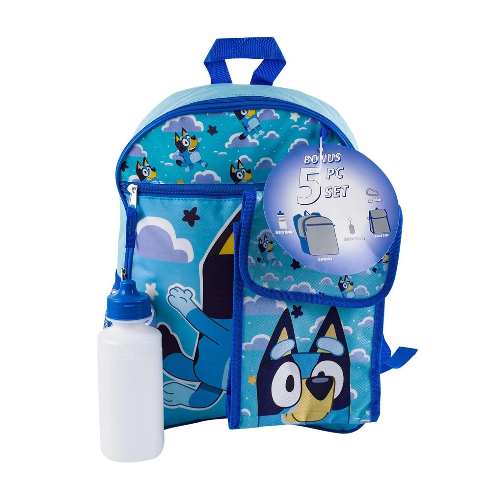 Large Backpack - Bluey - Set 5 Lunch Bag Water Bottle 16