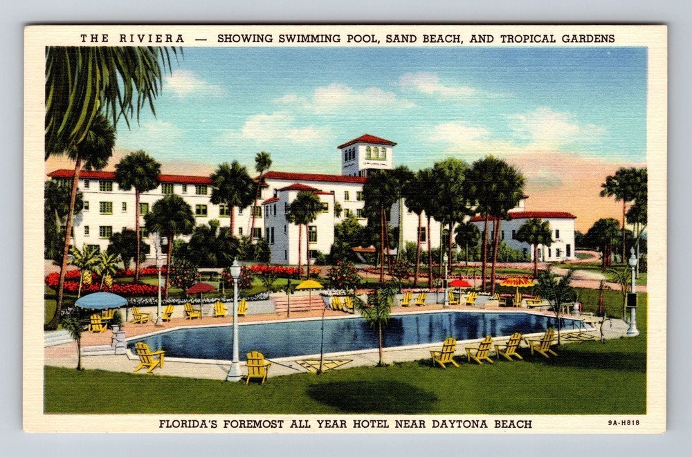 Daytona Beach FL-Florida The Riviera Swimming Pool Vintage Postcard Standard PC
