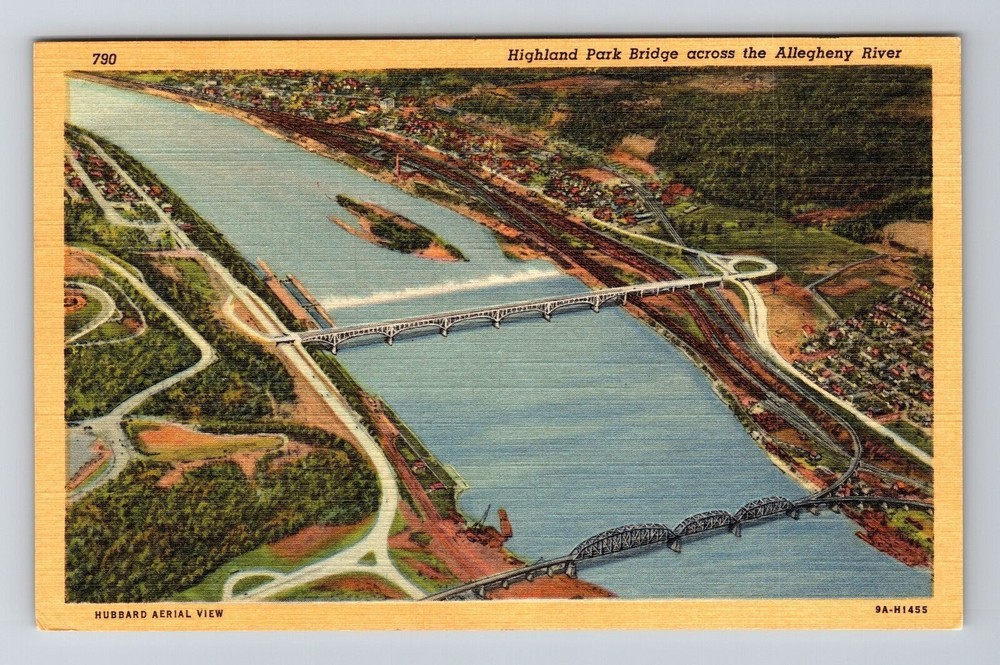 Allegheny River PA-Pennsylvania, Highland Park Bridge, Vintage Postcard