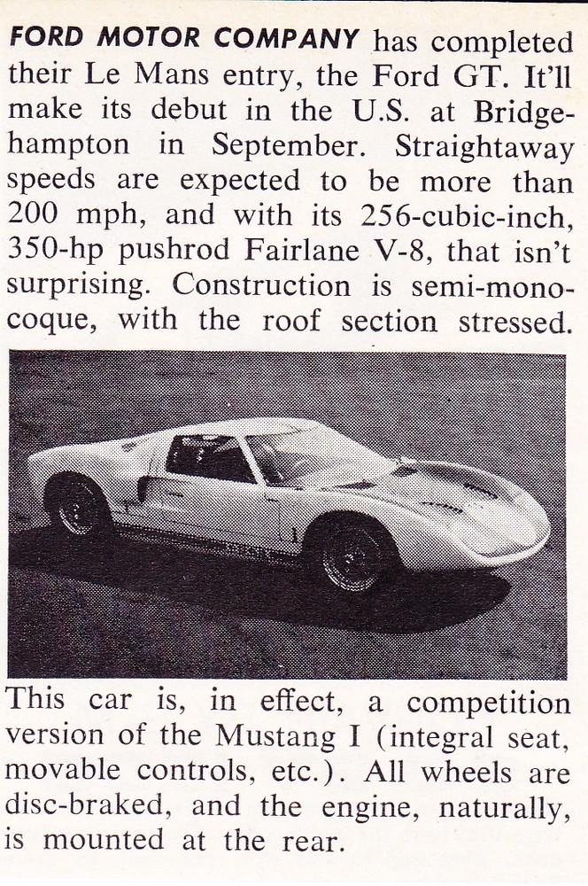 1964 FORD GT40 / GT-40 / DEBUT AT LE MANS ~ ORIGINAL SMALLER ARTICLE / AD