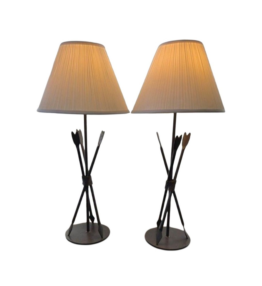 Set Of 2 Vintage Mid Century Arrow Table Lamps Great Condition