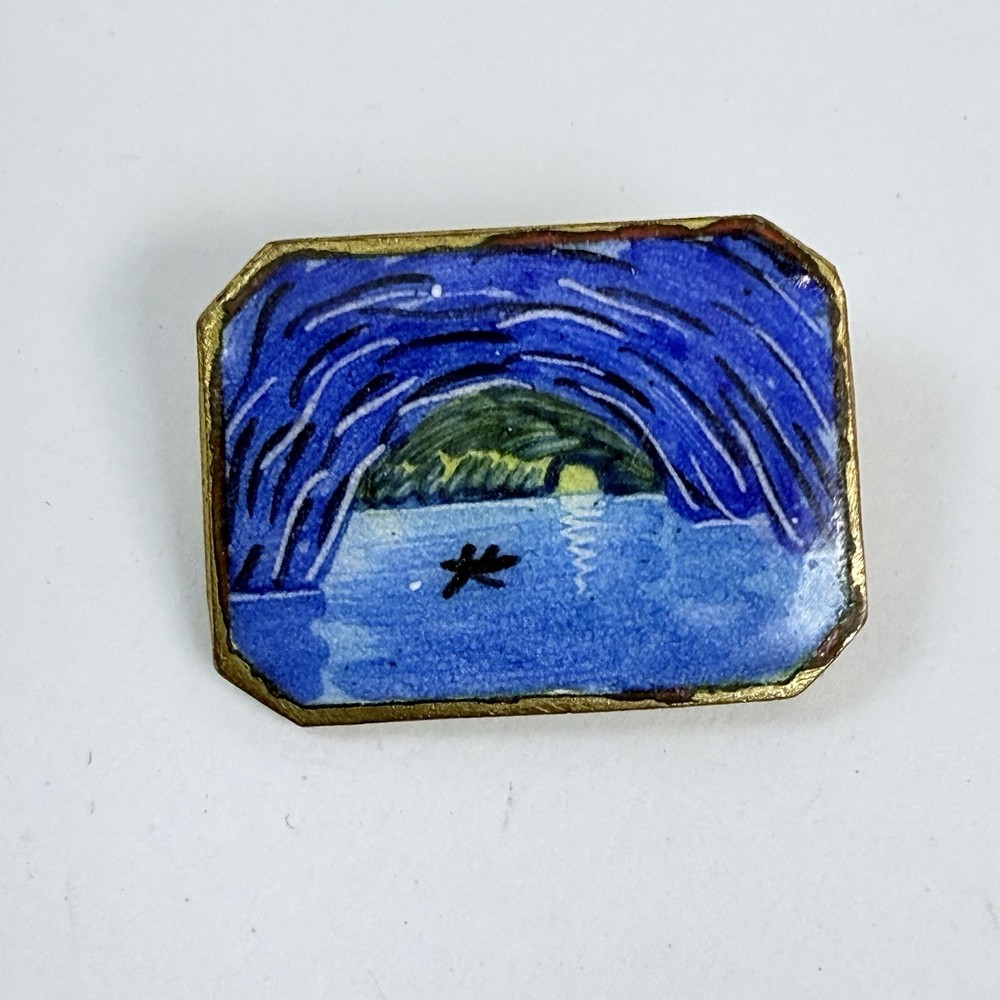 Vintage Dainty Hand Painted Enameled Brooch Estate Pin