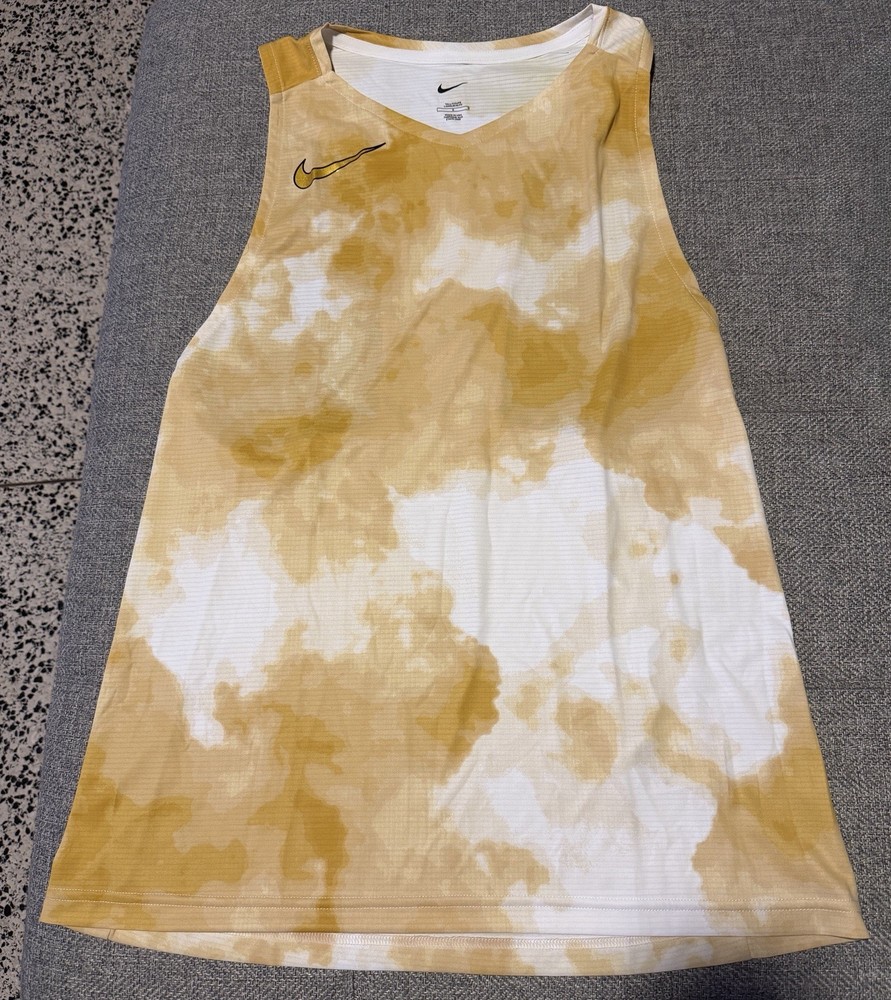 Nike Pro Elite 2024 Gold White Tie Dye Singlet MADE IN USA Size Large T RARE