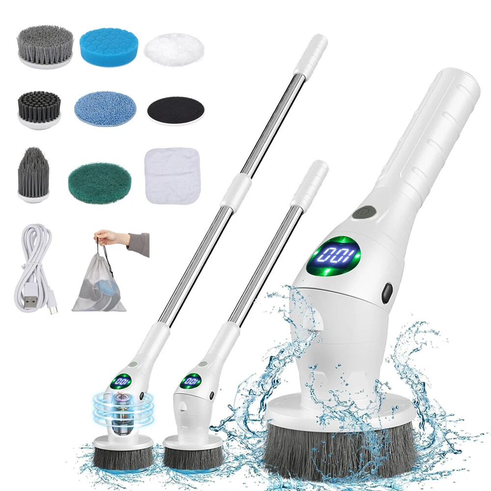 Electric Cleaning Brush Wireless Rotatable Cleaning Brush for Bathroom Kitchen