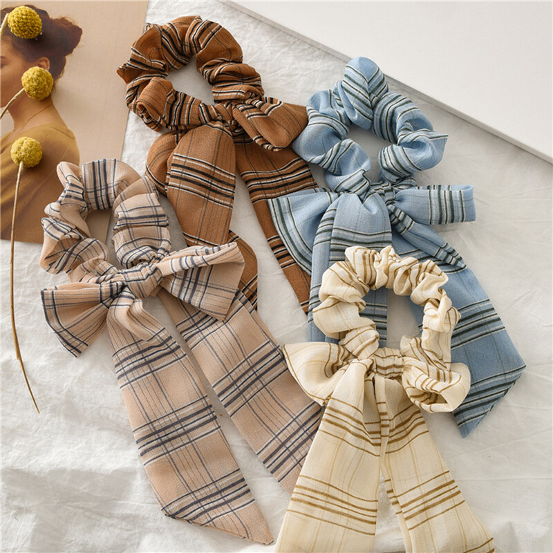 Sweet Bow Scrunchie Hair Ring for Women Girls Elastic Rubber Band Headwear
