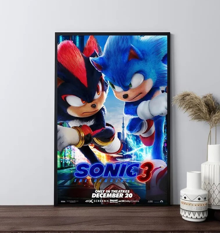 Sonic the Hedgehog 3 Movie Film Poster Wall Art Decor