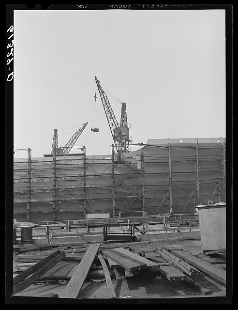 Sparrows Point Maryland Bethlehem Steel Shipyards 1940 Cranes Ship Building