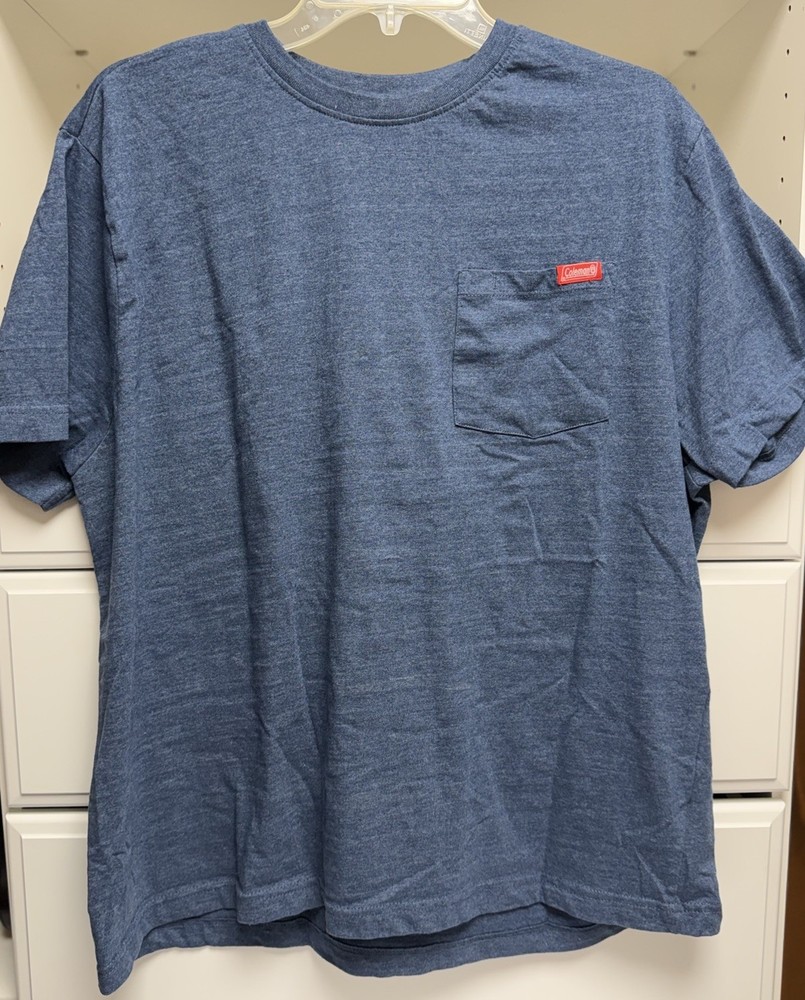 Coleman T Shirt Mens Large Blue Pocket Tee Short Sleeve Work Utility Casual