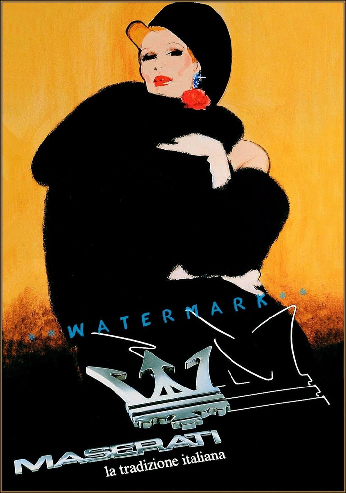 Maserati 1996 An Italian Car Tradition Vintage Poster Fashionable Woman Print