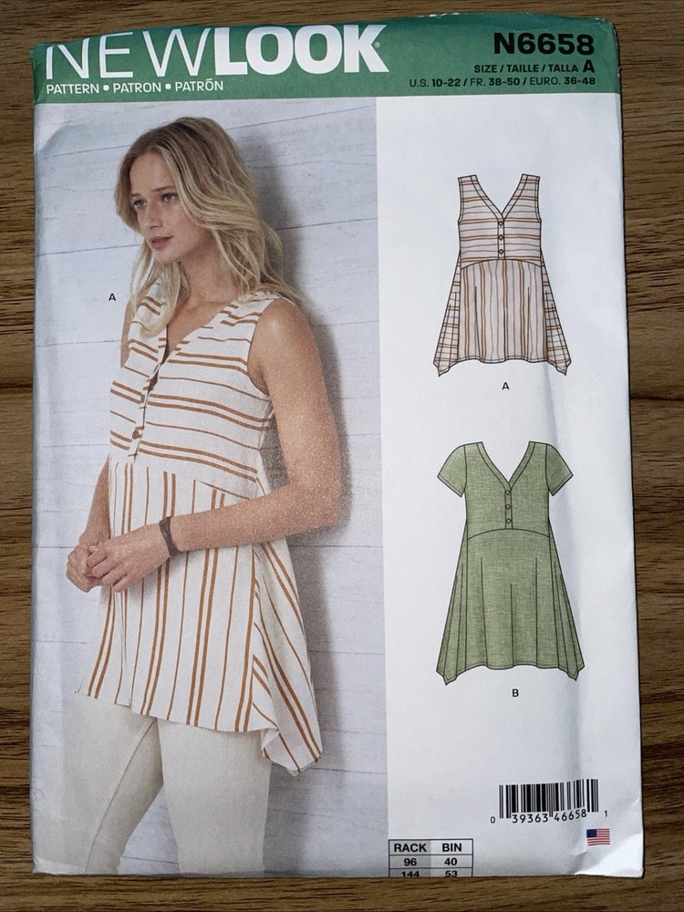New Look Sewing Pattern 6658 Handkerchief Hemmed Top Misses Size 10-22