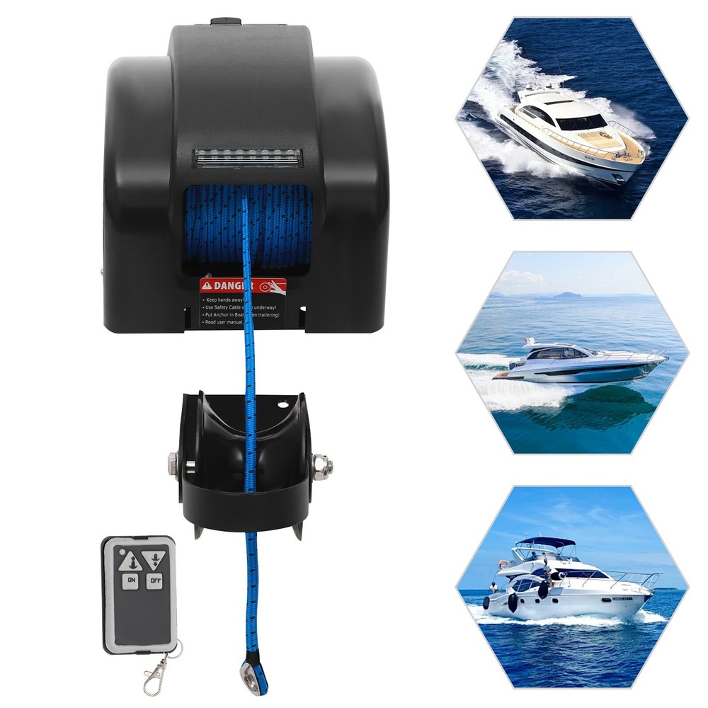45 LB Electric Boat Anchor Winch with Wireless Remote and Free Fall