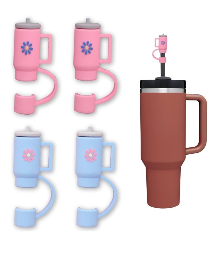 4 Pcs Stanley Cup Straw Cover Flower Toppers for 30oz & 40oz Tumblers