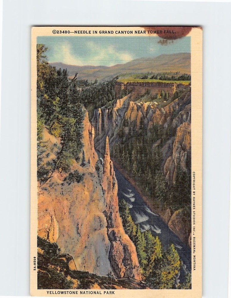 Postcard Needle in Grand Canyon Near Tower Fall Yellowstone National Park USA