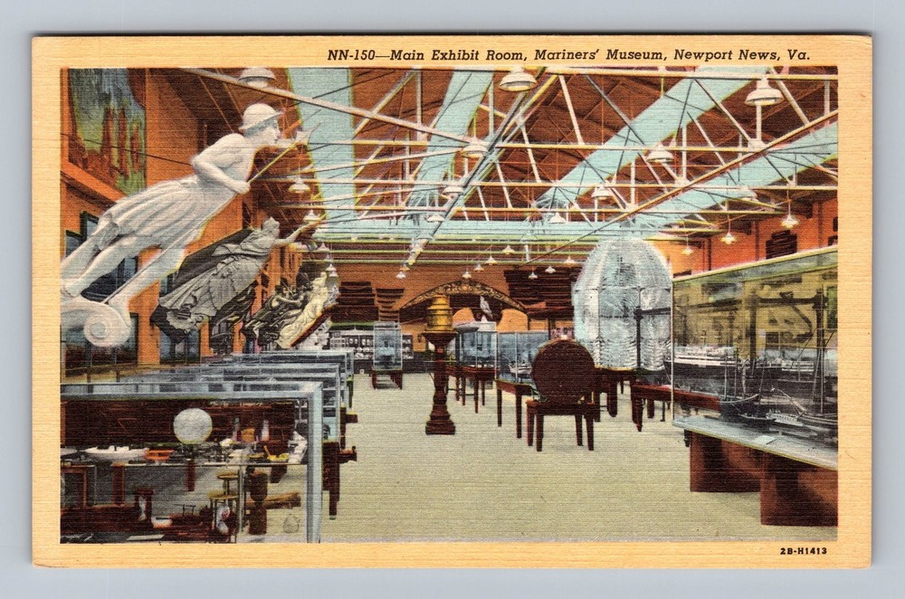 Newport News VA-Virginia Main Exhibit Room Museum Vintage Postcard Standard Old