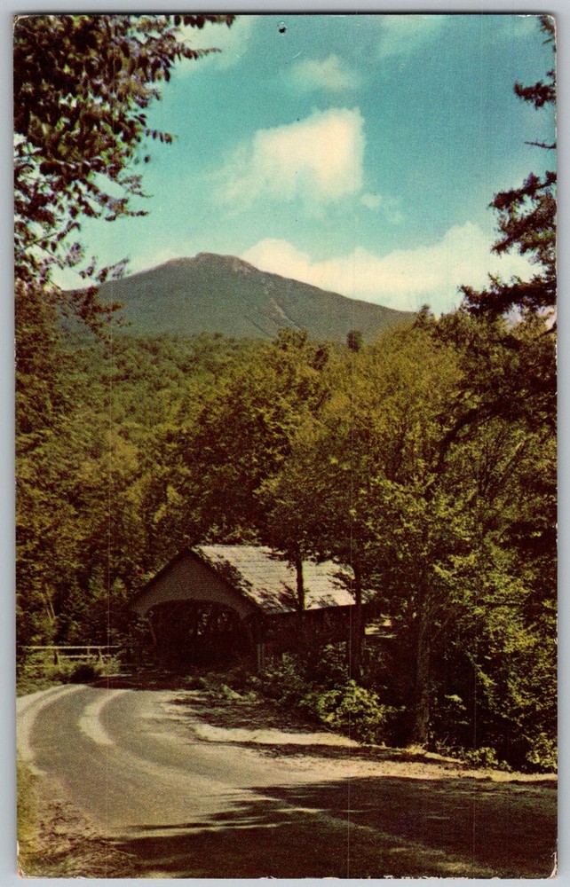 Vtg Postcard MT Liberty Covered Bridge New Hampshire, US 1950s