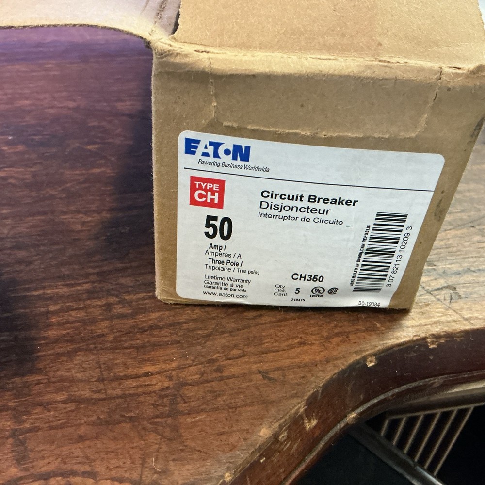 Eaton/Cutler Hammer CH350 50A 3-Pole 240V Circuit Breaker (NOS)