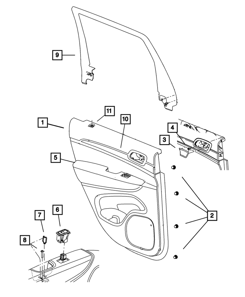 Genuine Mopar Rear Door Trim Panel Right 1UF921X9AB