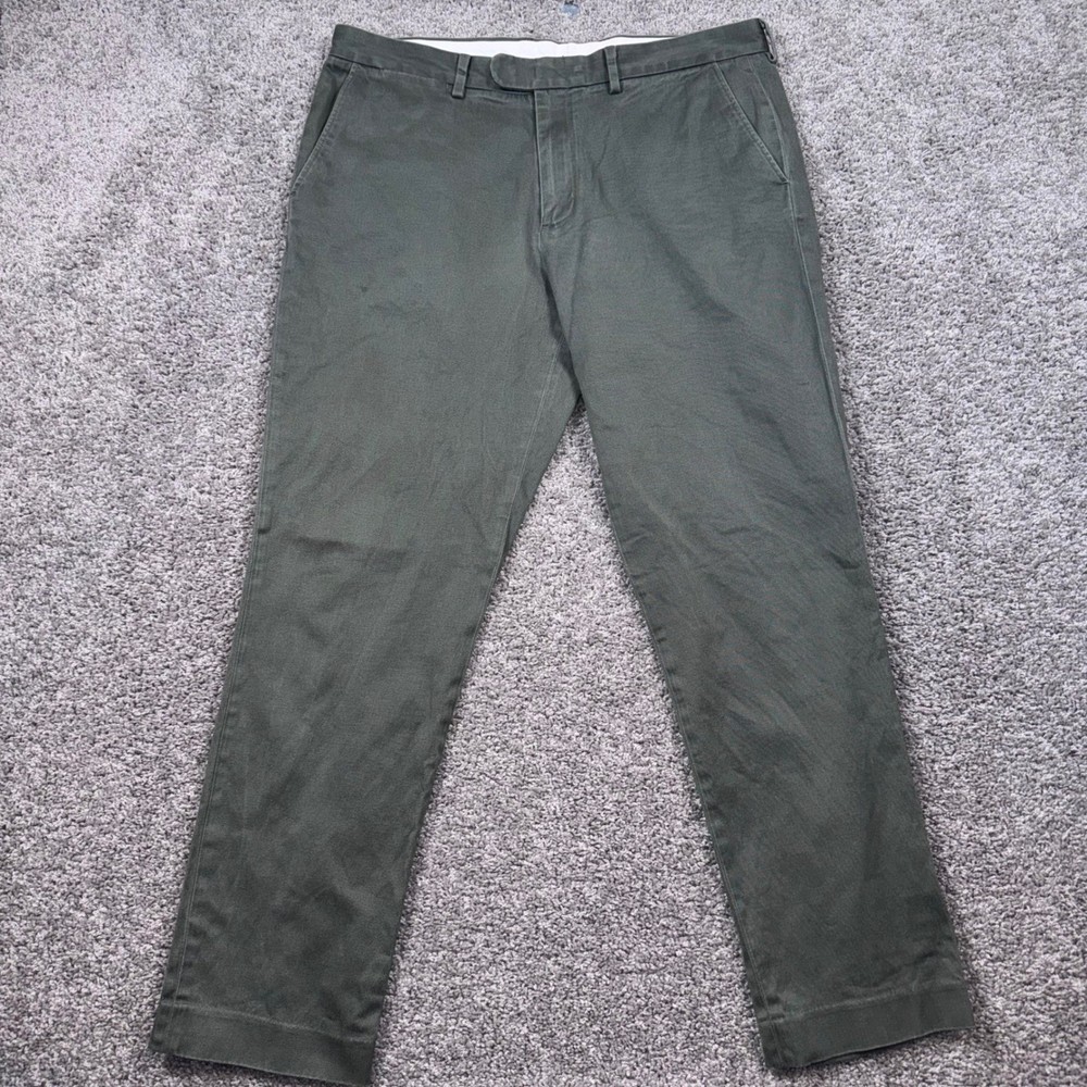 J.Crew Bowery Slim Pants Mens Stretch Olive Green 34x30 Excellent