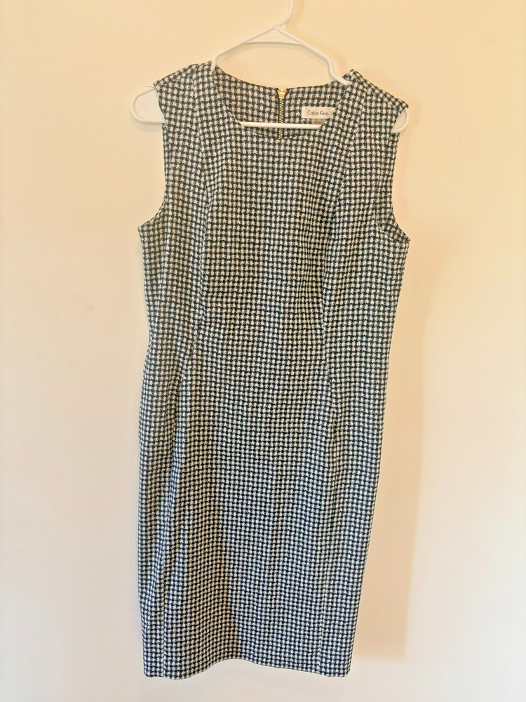 Calvin Klein sheath dress. Black and White Checks. Size 12.