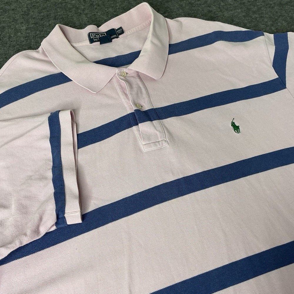 Vintage Polo Ralph Lauren Polo Men's 4XLT Tall Striped Preppy Pink Golf