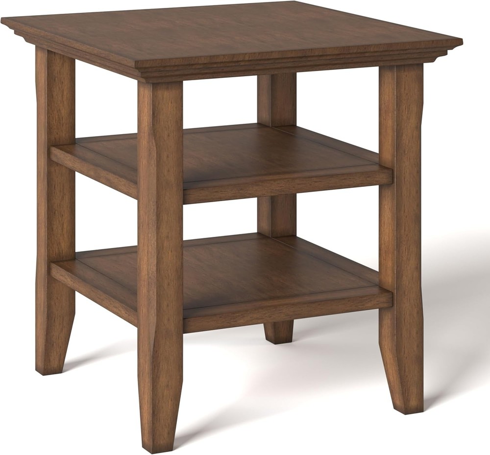 SIMPLIHOME Acadian 19 Inch Solid Wood Side Table in Rustic Natural Aged Brown  -image