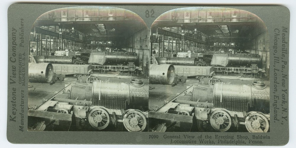 D0622~ RAILROAD – Baldwin Locomotive Erecting Shop Philadelphia PA Stereoview