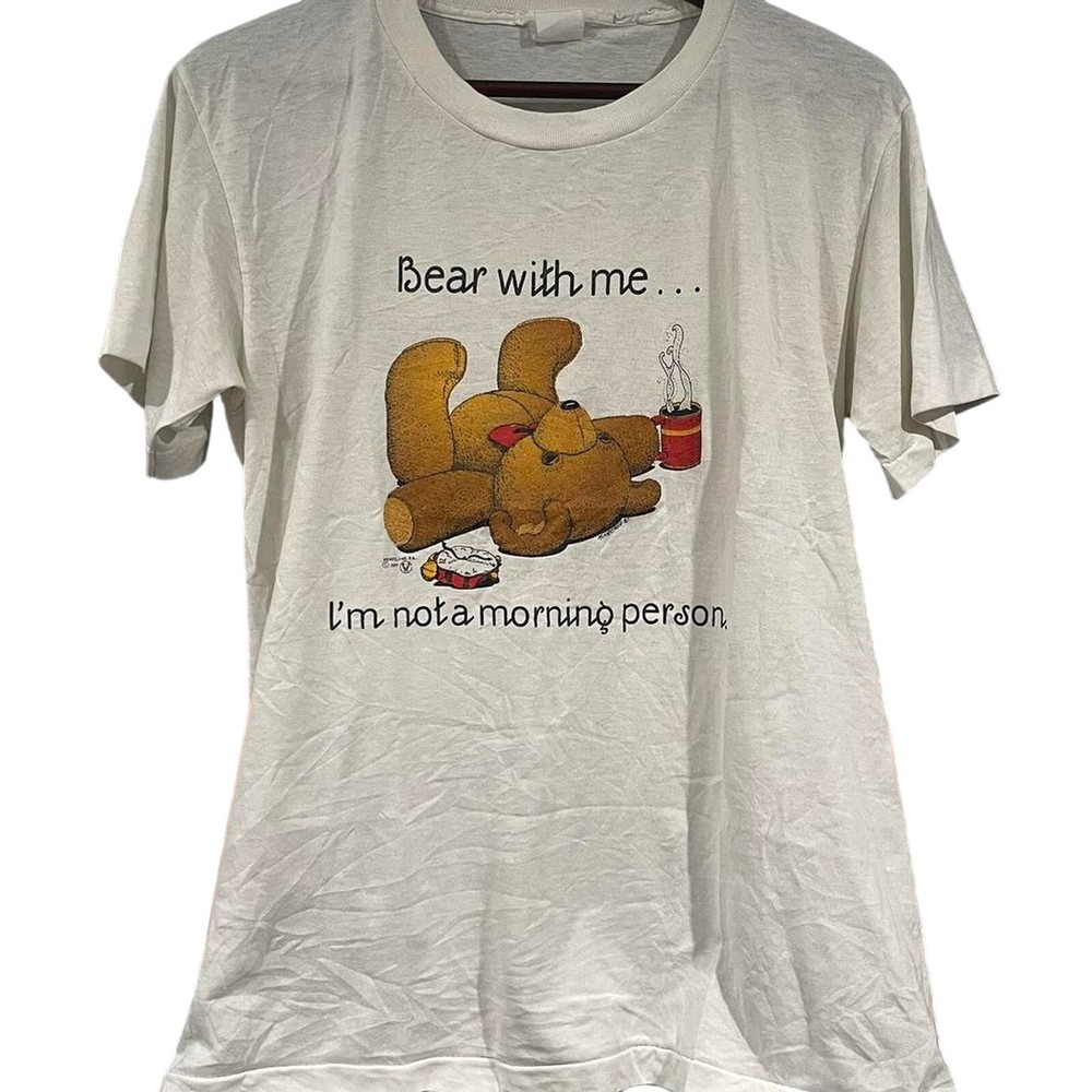 Vintage 80s Not a Morning Person Teddy Bear 1987 Single Stitch Shirt Adult Large