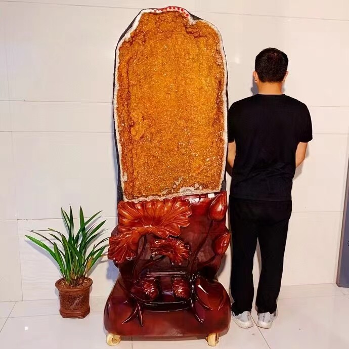 Large 1386LB Natural Citrine Quartz Geode Crystal Cluster Mineral Specimen for Collectors and Decor