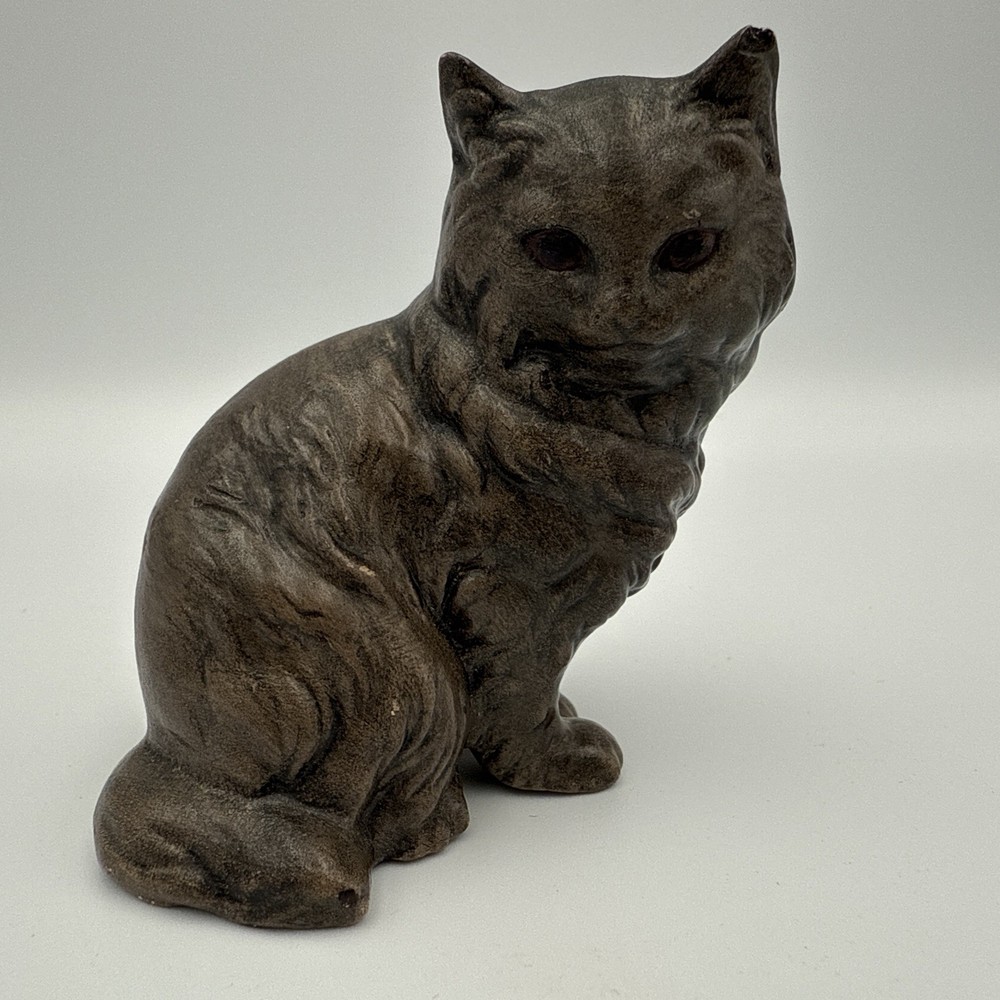 Vintage Gray Chalkware Cat Kitty Figurine Decor Trinket ***