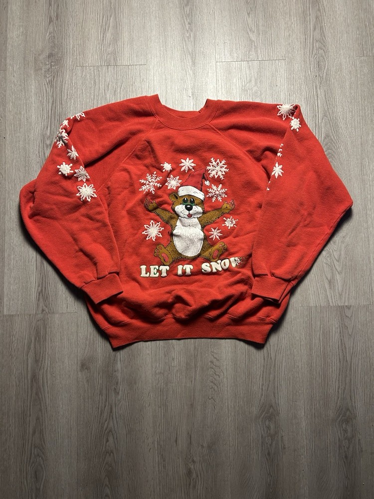 Vintage 80’s Hanes “Let It Snow” Christmas Crewneck Sweatshirt Women’s Size XL
