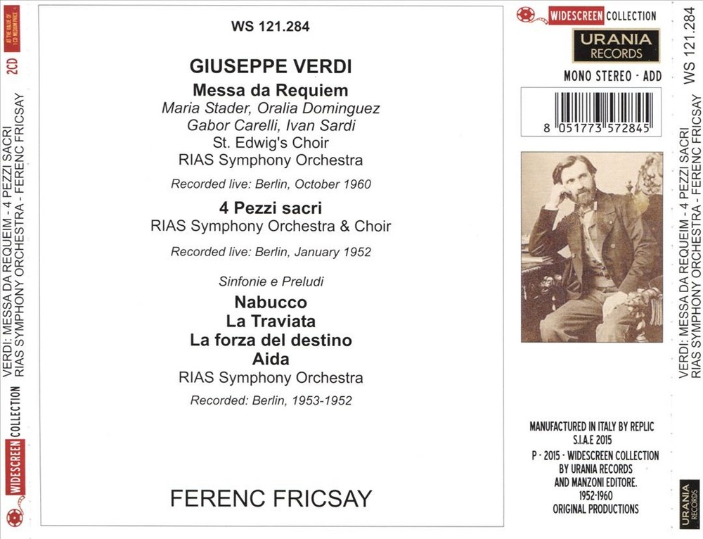 Ferenc Fricsay Verdi: Messa Da Requiem; Quattro Pezzi Sacri New Cd