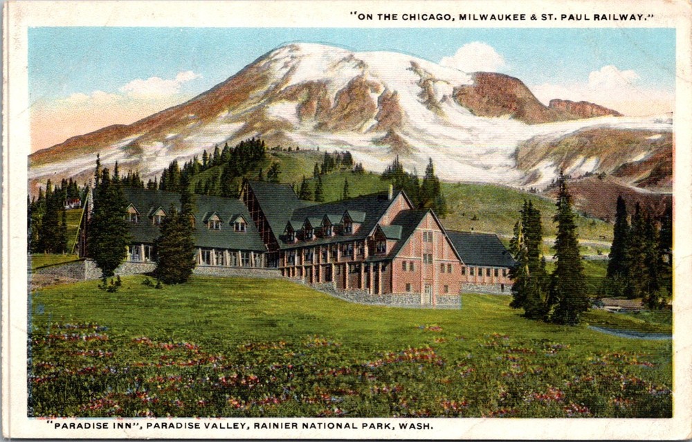 Paradise Valley WA-Washington, Mt Rainier, Paradise Inn, Vintage Postcard