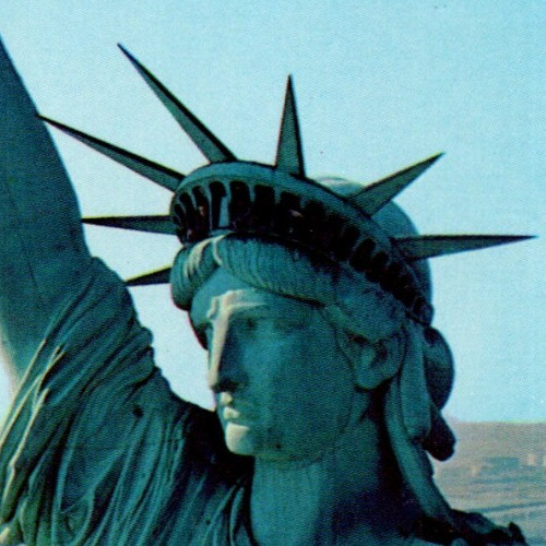 Vintage Postcard Chrome Aerial View Statue Of Liberty New York City Harbor NY