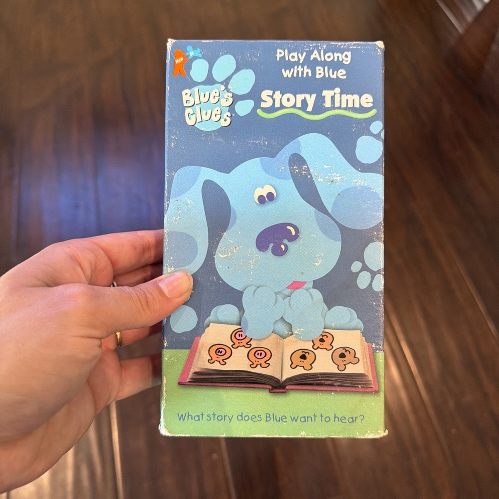 1998 Blues Clues VHS Play Along With Blue Story Time Orange Tape