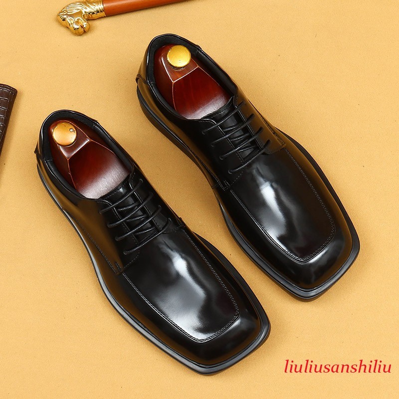 British Mens Shoes Square Toe Patent Leather Shoes Business Casual Dress Shoes