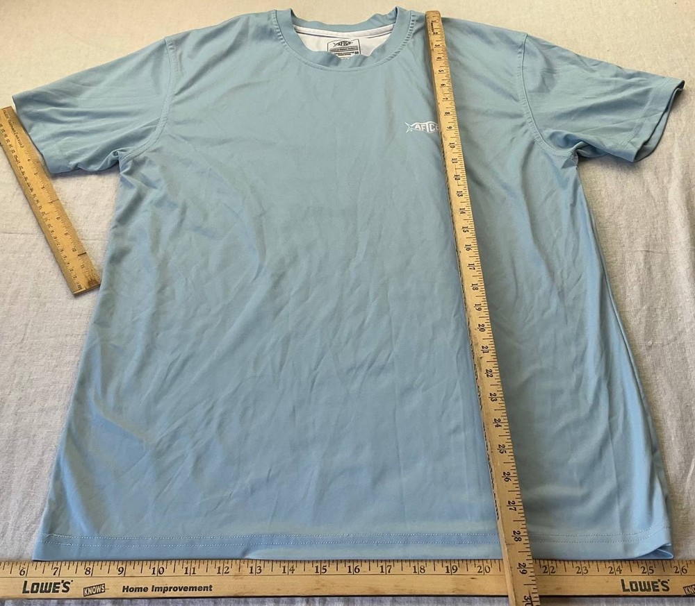 AFTCO Jigfish Short Sleeve Performance Fishing Shirt Mens Medium Blue Outdoor