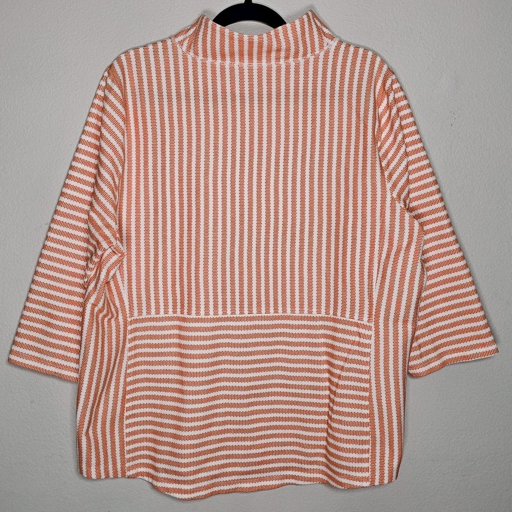 Talbots Womens 2X Orange White Stripe Long Sleeve Pullover Cowl Neck Top Coastal