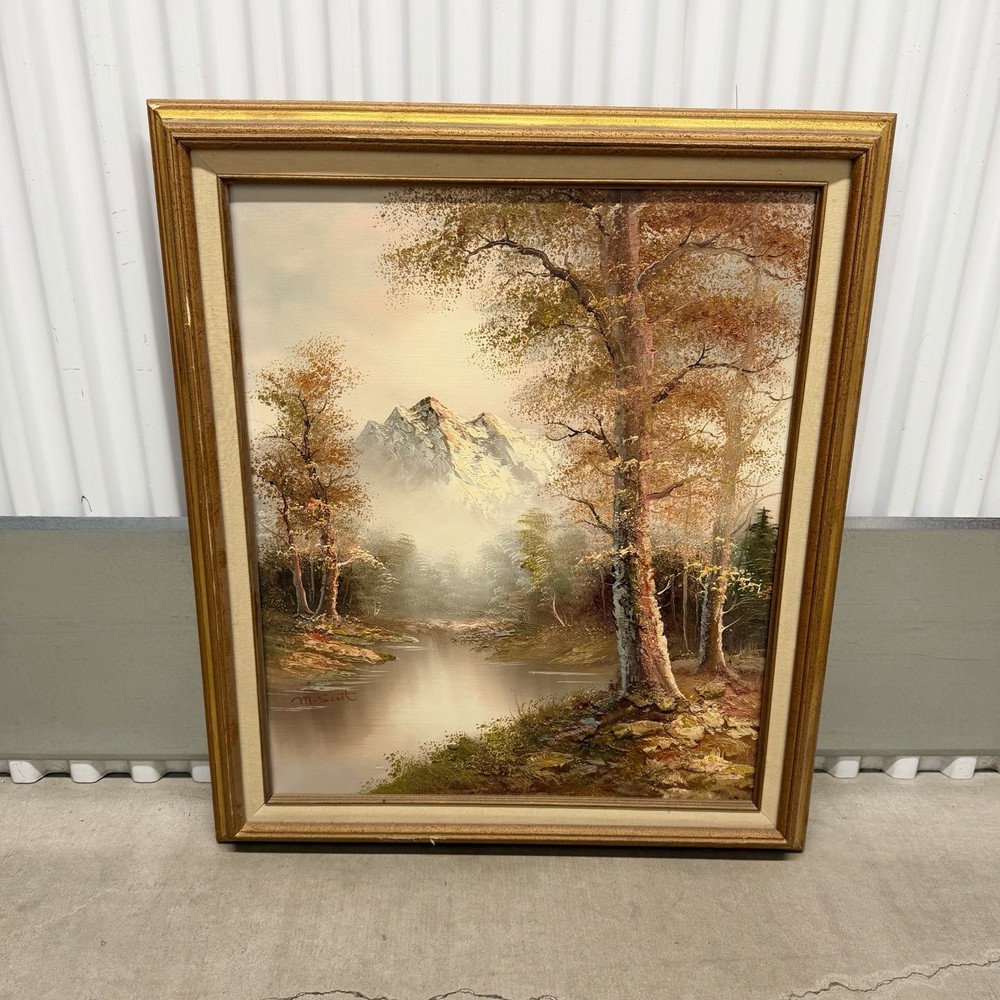 M.Scott Signed Original Oil Painting On Canvas 3D Display Landscape 24”x 29”
