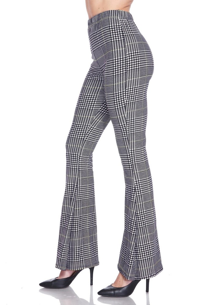 Buttery Smooth Sunshine Plaid Bell Bottom Leggings Black S